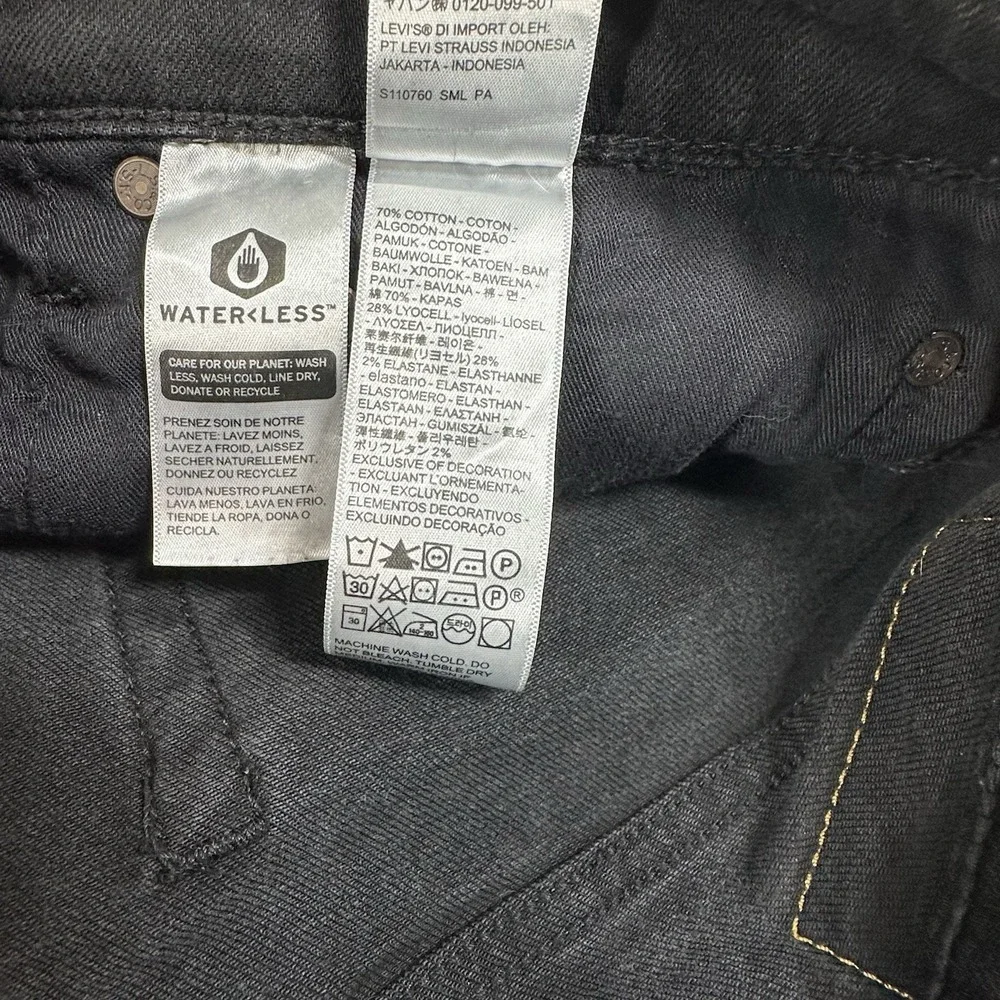 Levi's 502 Men's Premium Jeans 34x30 Black Denim Leather Patch Big E Tag